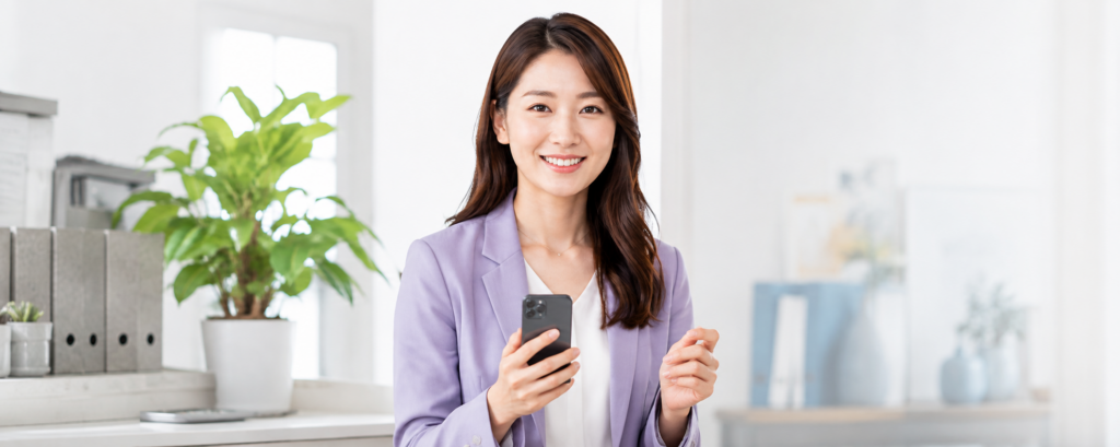 スマートフォンを使ってInstagram投稿を作成するSumiREのAI Instagram社員