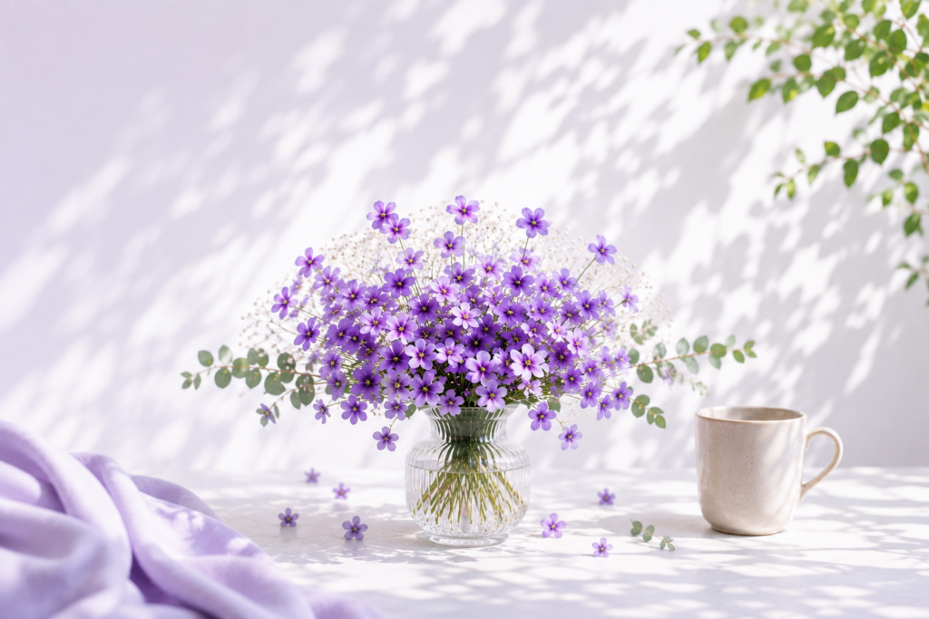 スミレの花とマグカップを飾ったSumiREサービス一覧のイメージ